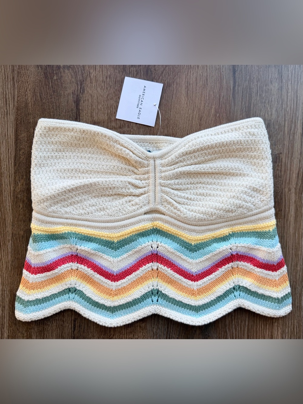 🆕 AMERICAN EAGLE | Pride | Cropped | Chevron Crochet Tube Top | Rainbow Knit